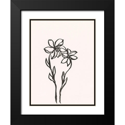 Ink Botanical Sketch IV Black Modern Wood Framed Art Print with Double Matting by Holland, J.