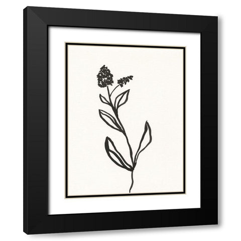 Ink Botanical Sketch VI Black Modern Wood Framed Art Print with Double Matting by Holland, J.