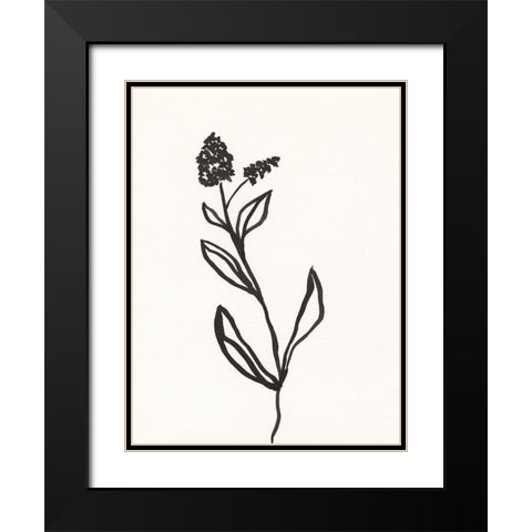 Ink Botanical Sketch VI Black Modern Wood Framed Art Print with Double Matting by Holland, J.