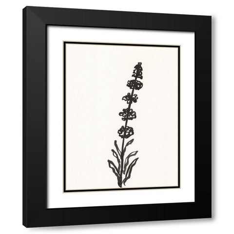 Ink Botanical Sketch VII Black Modern Wood Framed Art Print with Double Matting by Holland, J.
