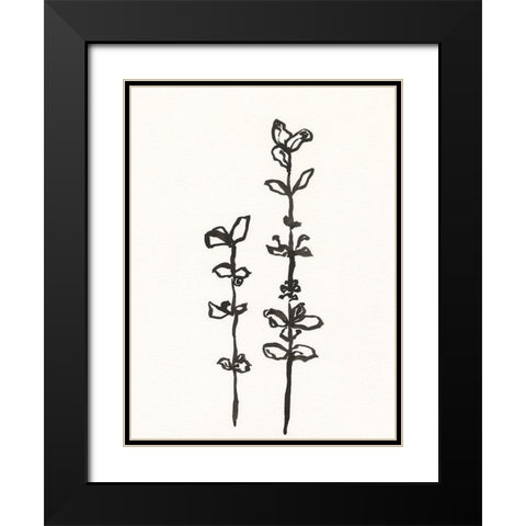 Ink Botanical Sketch VIII Black Modern Wood Framed Art Print with Double Matting by Holland, J.