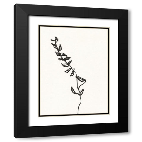 Ink Botanical Sketch IX Black Modern Wood Framed Art Print with Double Matting by Holland, J.