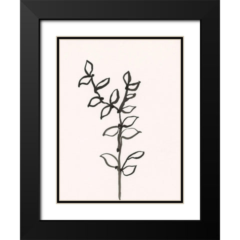 Ink Botanical Sketch X Black Modern Wood Framed Art Print with Double Matting by Holland, J.