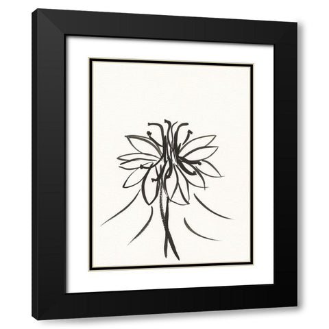 Ink Botanical Sketch XI Black Modern Wood Framed Art Print with Double Matting by Holland, J.