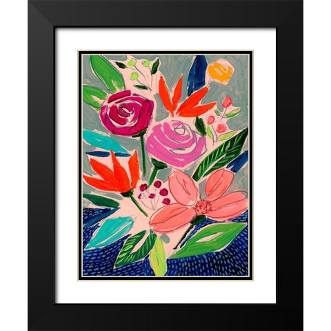 Naive Neon Bouquet II Black Modern Wood Framed Art Print with Double Matting by Parker, Jennifer Paxton
