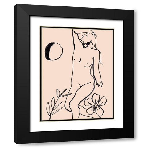 Lunar II Black Modern Wood Framed Art Print with Double Matting by Wang, Melissa