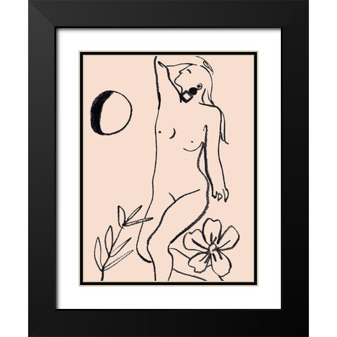 Lunar II Black Modern Wood Framed Art Print with Double Matting by Wang, Melissa