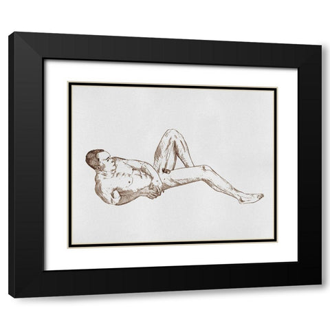 Male Body Sketch I Black Modern Wood Framed Art Print with Double Matting by Wang, Melissa
