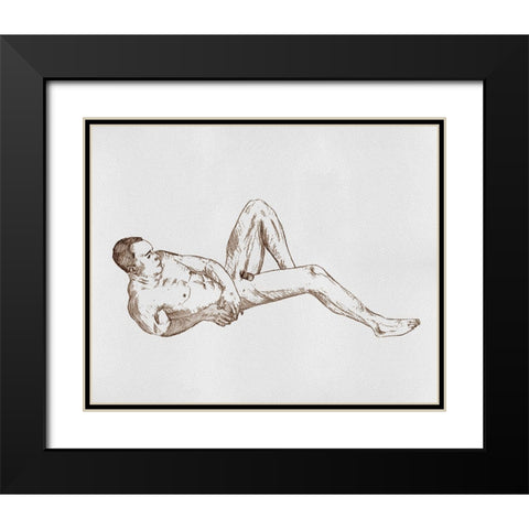 Male Body Sketch I Black Modern Wood Framed Art Print with Double Matting by Wang, Melissa