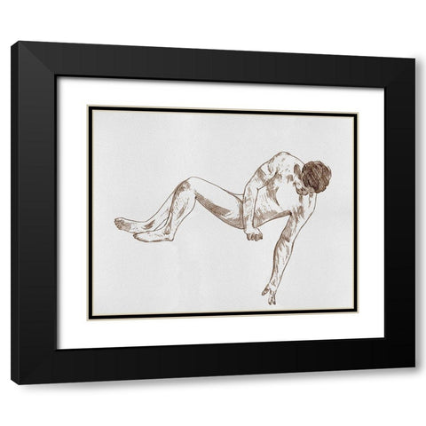 Male Body Sketch II Black Modern Wood Framed Art Print with Double Matting by Wang, Melissa