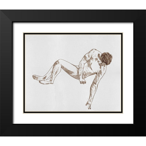 Male Body Sketch II Black Modern Wood Framed Art Print with Double Matting by Wang, Melissa