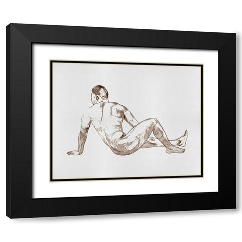 Male Body Sketch III Black Modern Wood Framed Art Print with Double Matting by Wang, Melissa