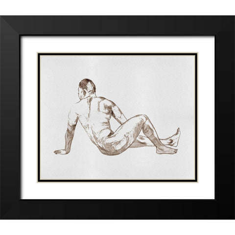 Male Body Sketch III Black Modern Wood Framed Art Print with Double Matting by Wang, Melissa