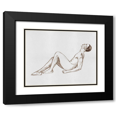 Male Body Sketch IV Black Modern Wood Framed Art Print with Double Matting by Wang, Melissa