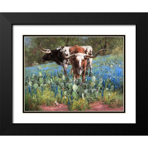 T for Texas Black Modern Wood Framed Art Print with Double Matting by Sorenson, Jack