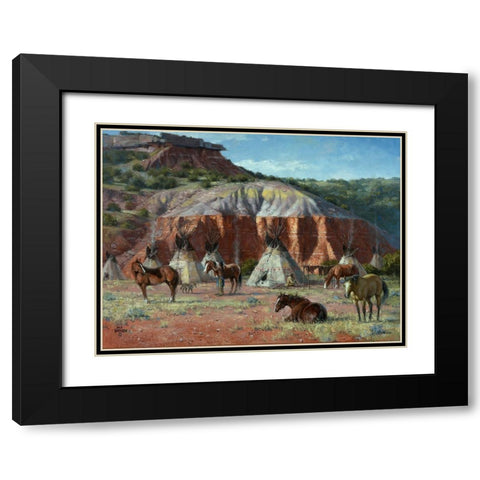 Camp of the Comanche Black Modern Wood Framed Art Print with Double Matting by Sorenson, Jack