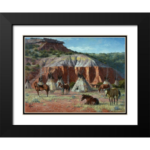Camp of the Comanche Black Modern Wood Framed Art Print with Double Matting by Sorenson, Jack