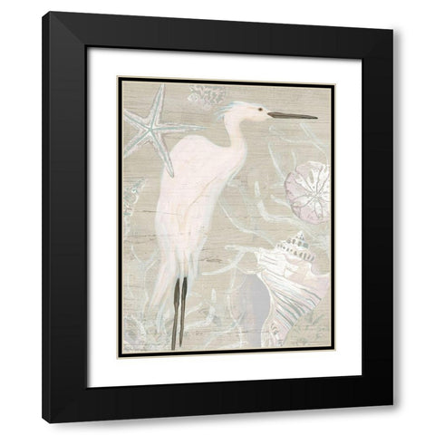 Driftwood Heron I Black Modern Wood Framed Art Print with Double Matting by Vess, June Erica