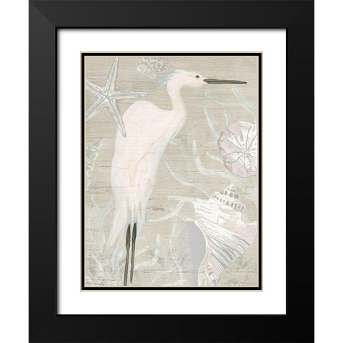 Driftwood Heron I Black Modern Wood Framed Art Print with Double Matting by Vess, June Erica