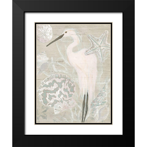 Driftwood Heron II Black Modern Wood Framed Art Print with Double Matting by Vess, June Erica