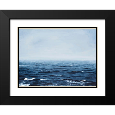 Grayscale Seascape IV Black Modern Wood Framed Art Print with Double Matting by Willett, Michael
