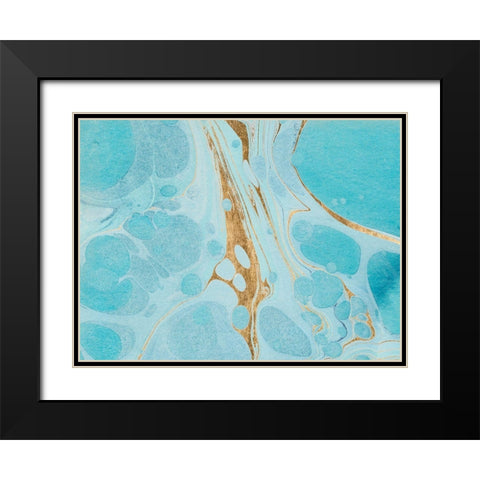 Turquoise Stream II Black Modern Wood Framed Art Print with Double Matting by Warren, Annie
