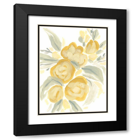 Ochre Blossoms I Black Modern Wood Framed Art Print with Double Matting by Vess, June Erica