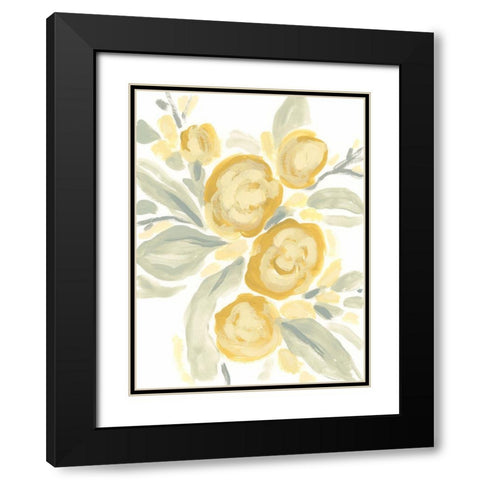 Ochre Blossoms II Black Modern Wood Framed Art Print with Double Matting by Vess, June Erica