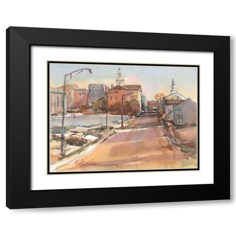 Church Street-Pittsfield MA Black Modern Wood Framed Art Print with Double Matting by Calcasola, Stephen
