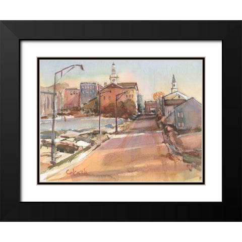 Church Street-Pittsfield MA Black Modern Wood Framed Art Print with Double Matting by Calcasola, Stephen