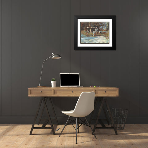 Cows Grazing-Somerset III Black Modern Wood Framed Art Print with Double Matting by Calcasola, Stephen