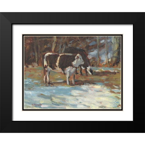 Cows Grazing-Somerset III Black Modern Wood Framed Art Print with Double Matting by Calcasola, Stephen