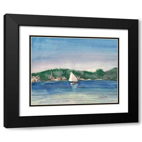 Sailing-Mystic-CT Black Modern Wood Framed Art Print with Double Matting by Calcasola, Stephen