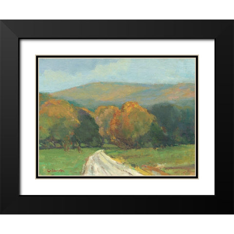 West Hampton Farm Road Black Modern Wood Framed Art Print with Double Matting by Calcasola, Stephen
