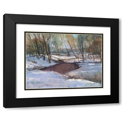 Winters Last Impression Black Modern Wood Framed Art Print with Double Matting by Calcasola, Stephen