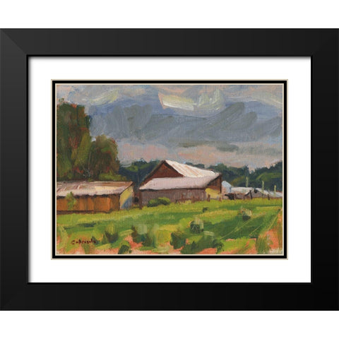 Farm Buildings Black Modern Wood Framed Art Print with Double Matting by Calcasola, Stephen