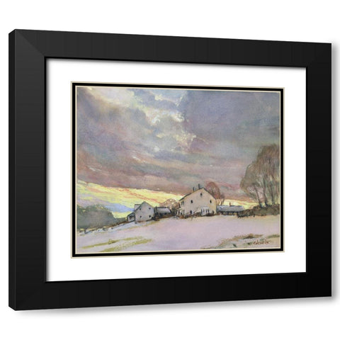 Maple Street Sunset Black Modern Wood Framed Art Print with Double Matting by Calcasola, Stephen