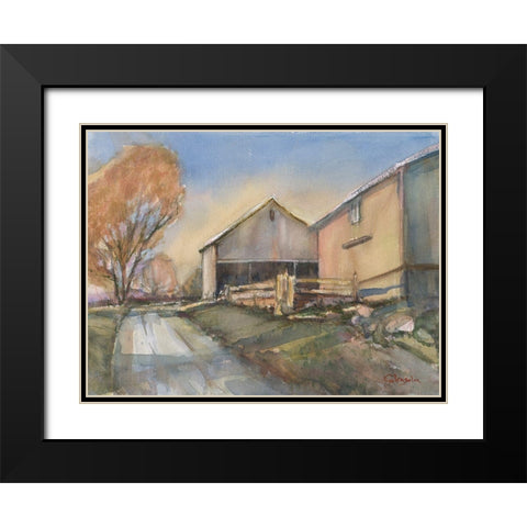 Somers Farm Scene Black Modern Wood Framed Art Print with Double Matting by Calcasola, Stephen