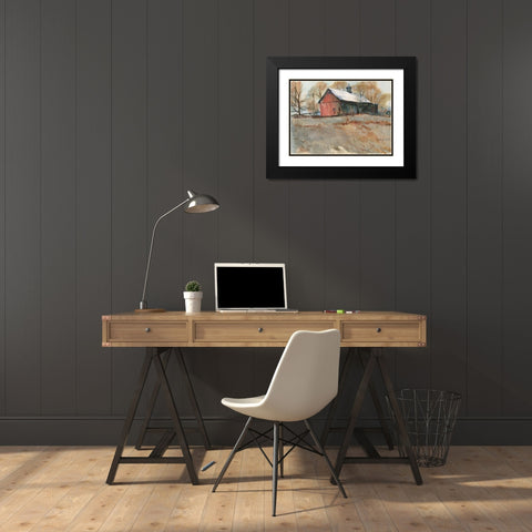 Cumington Old Barn Black Modern Wood Framed Art Print with Double Matting by Calcasola, Stephen