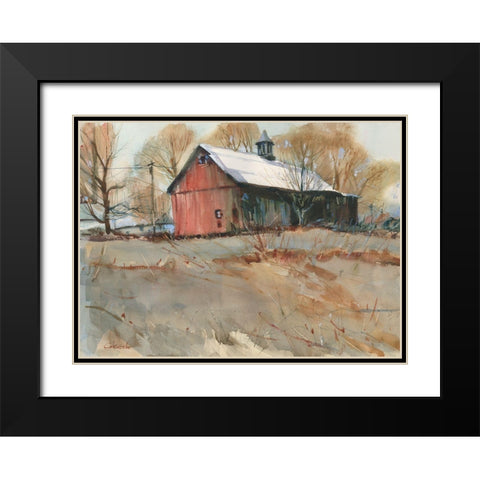 Cumington Old Barn Black Modern Wood Framed Art Print with Double Matting by Calcasola, Stephen