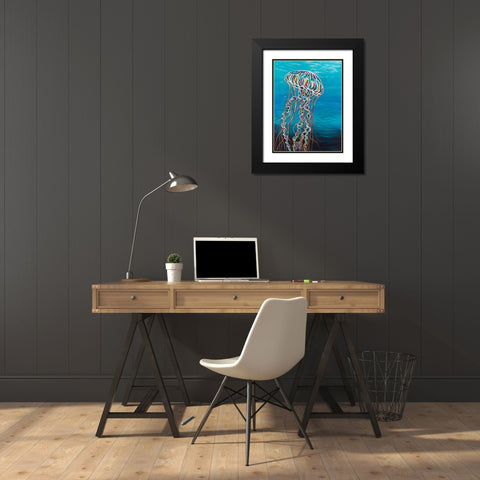 Colorful Jellyfish I Black Modern Wood Framed Art Print with Double Matting by Vitaletti, Carolee