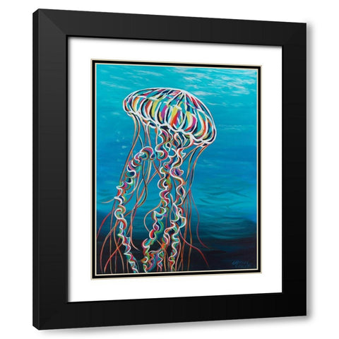 Colorful Jellyfish I Black Modern Wood Framed Art Print with Double Matting by Vitaletti, Carolee