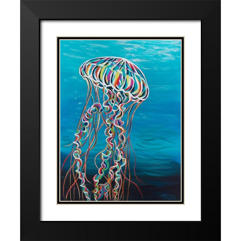 Colorful Jellyfish I Black Modern Wood Framed Art Print with Double Matting by Vitaletti, Carolee