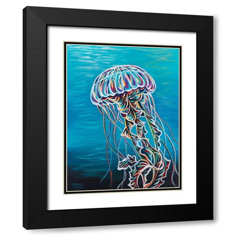 Colorful Jellyfish II Black Modern Wood Framed Art Print with Double Matting by Vitaletti, Carolee