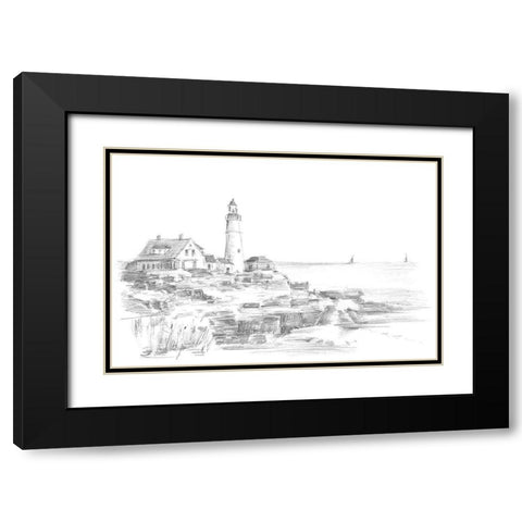 Lighthouse Sketch I Black Modern Wood Framed Art Print with Double Matting by Harper, Ethan