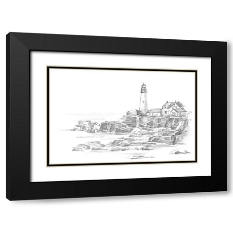 Lighthouse Sketch II Black Modern Wood Framed Art Print with Double Matting by Harper, Ethan