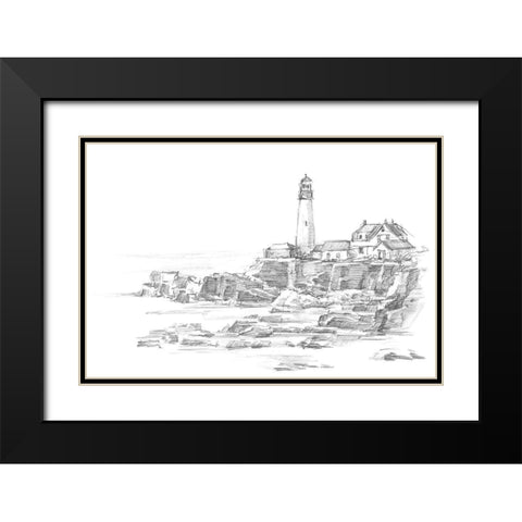 Lighthouse Sketch II Black Modern Wood Framed Art Print with Double Matting by Harper, Ethan