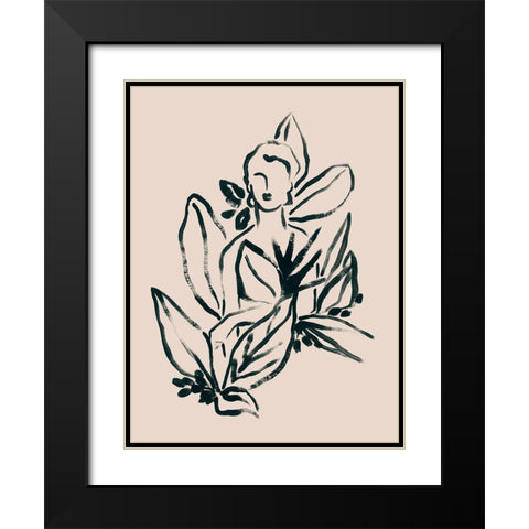 Foliage Figure I Black Modern Wood Framed Art Print with Double Matting by Vess, June Erica