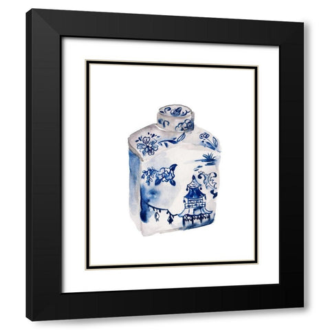 Indigo Vase I Black Modern Wood Framed Art Print with Double Matting by Wang, Melissa