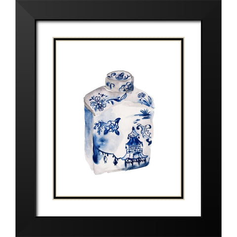 Indigo Vase I Black Modern Wood Framed Art Print with Double Matting by Wang, Melissa